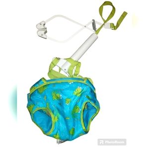 Evenflo Johnny Jump Up Doorway Door Jumper Exerciser Activity Center blue/frogs